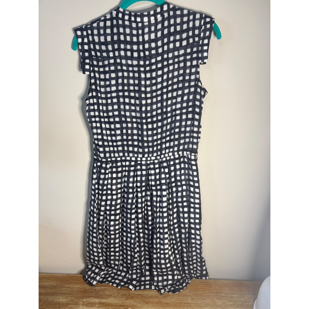 11.1 Tylho Womens Black White Grid Check Sleeveless Button Front Shirt Dress M - Picture 4 of 6